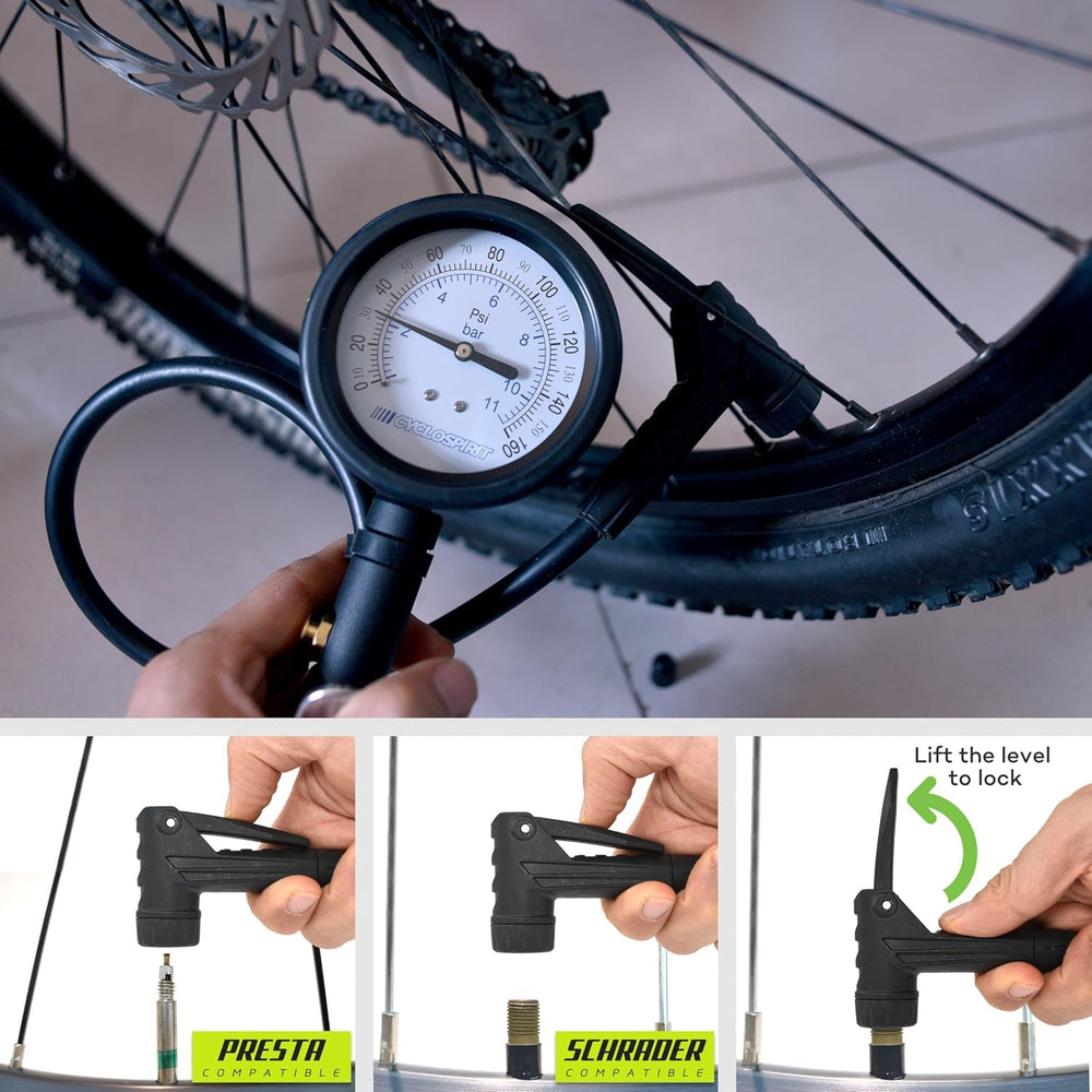 CycloSpirit 18-inch rubber hose and integrated pressure relief button for controlled adjustments