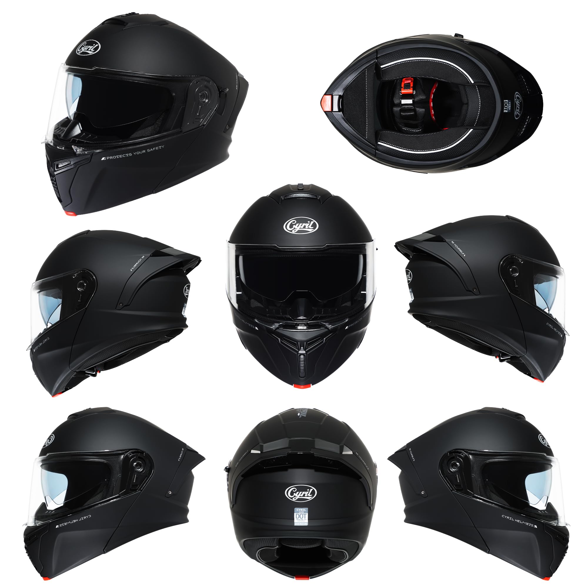 CYRIL helmet worn by rider on motorcycle showing real-world road use benefit