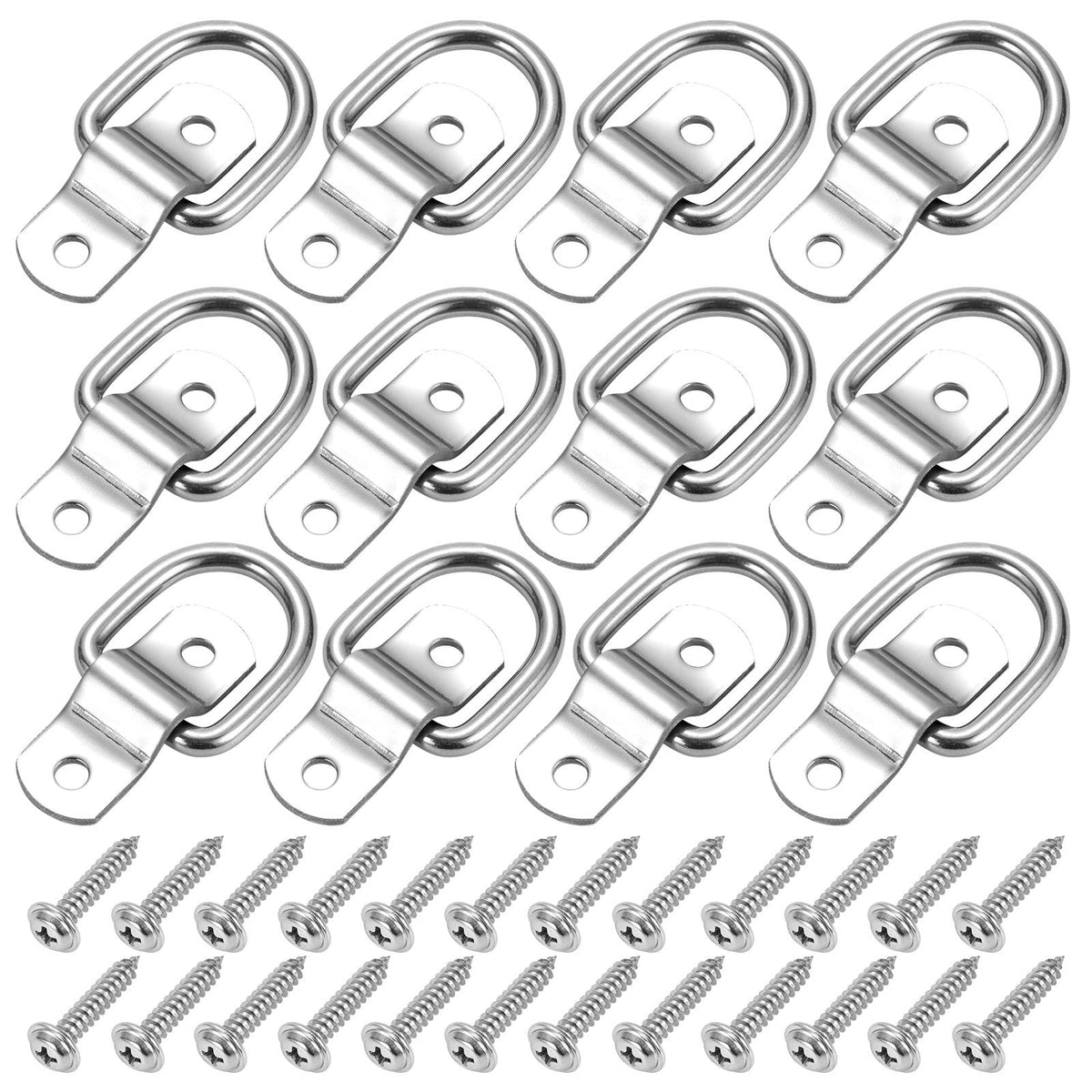 CZC AUTO front pack of 12 stainless D-rings showing full kit and durability