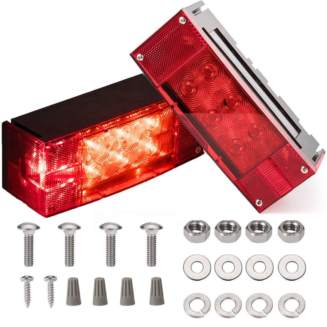 CZC AUTO front view of rectangular LED trailer light showing bright signal