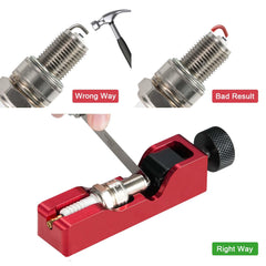 CZC AUTO tool in use on a spark plug demonstrating controlled adjustment and safety