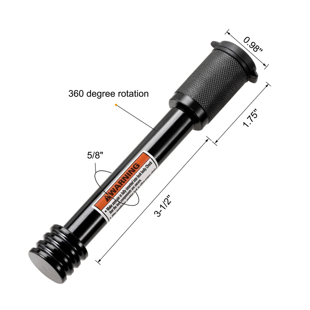 CZC AUTO close-up of 5/8 inch pin and black finish for corrosion resistance