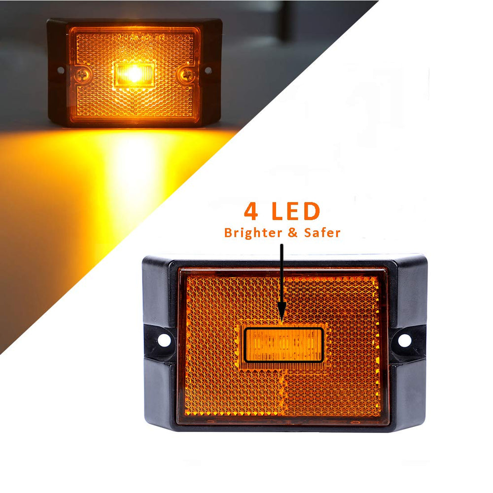 CZC AUTO lights next to ruler showing compact size for under 80 inch trailers