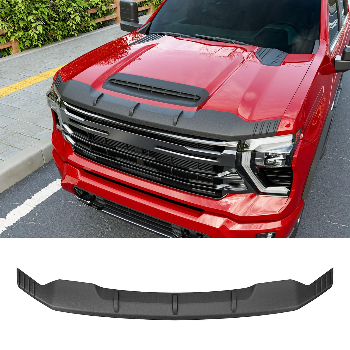 CZmenghe front view of hood deflector showing full coverage and protection benefit