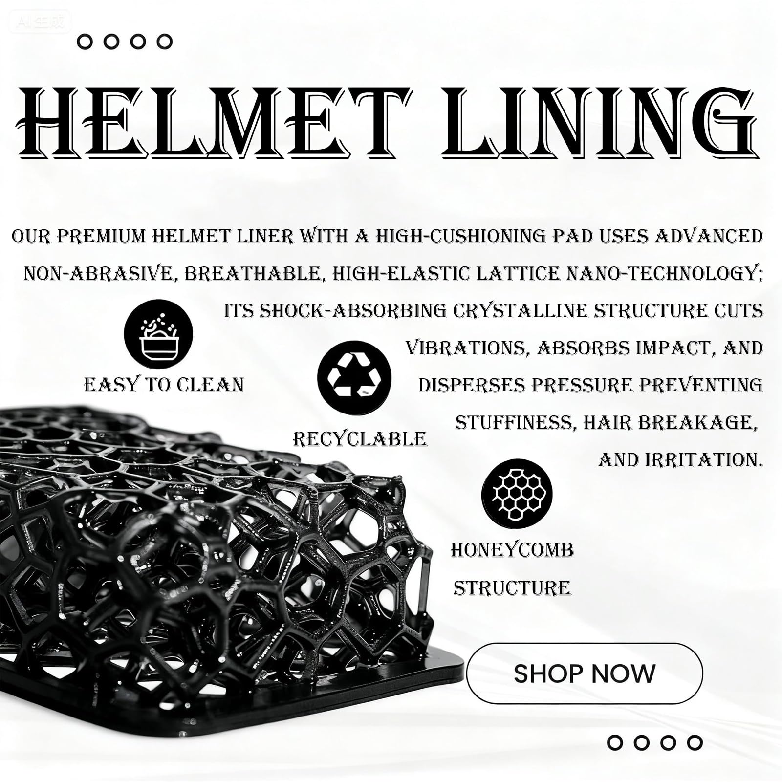 CZMYCBG liner installed in helmet demonstrating secure, non-chafing fit