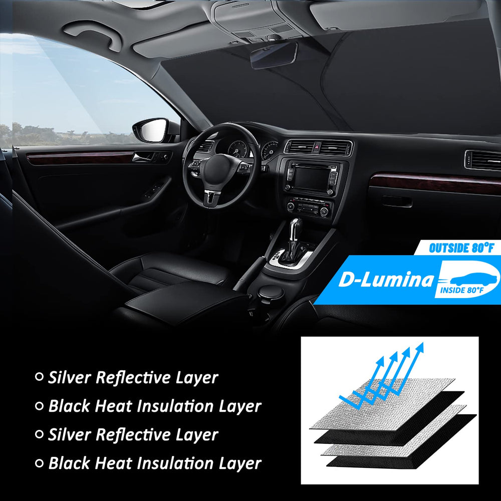 D-Lumina covering dashboard showing protection for dash and steering wheel from sun damage