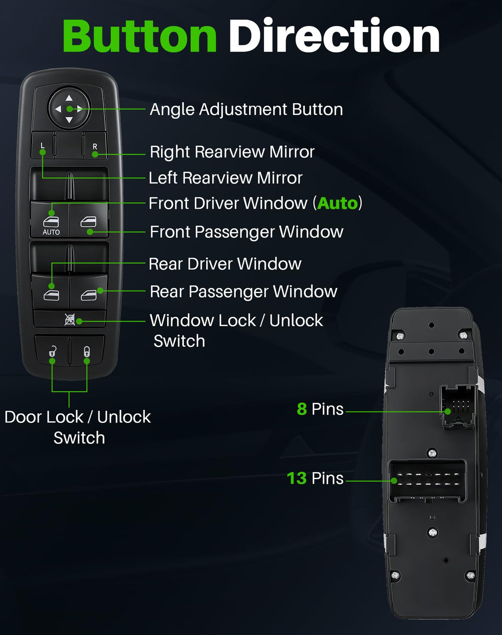 Dacall close-up of tactile buttons for easy, responsive control