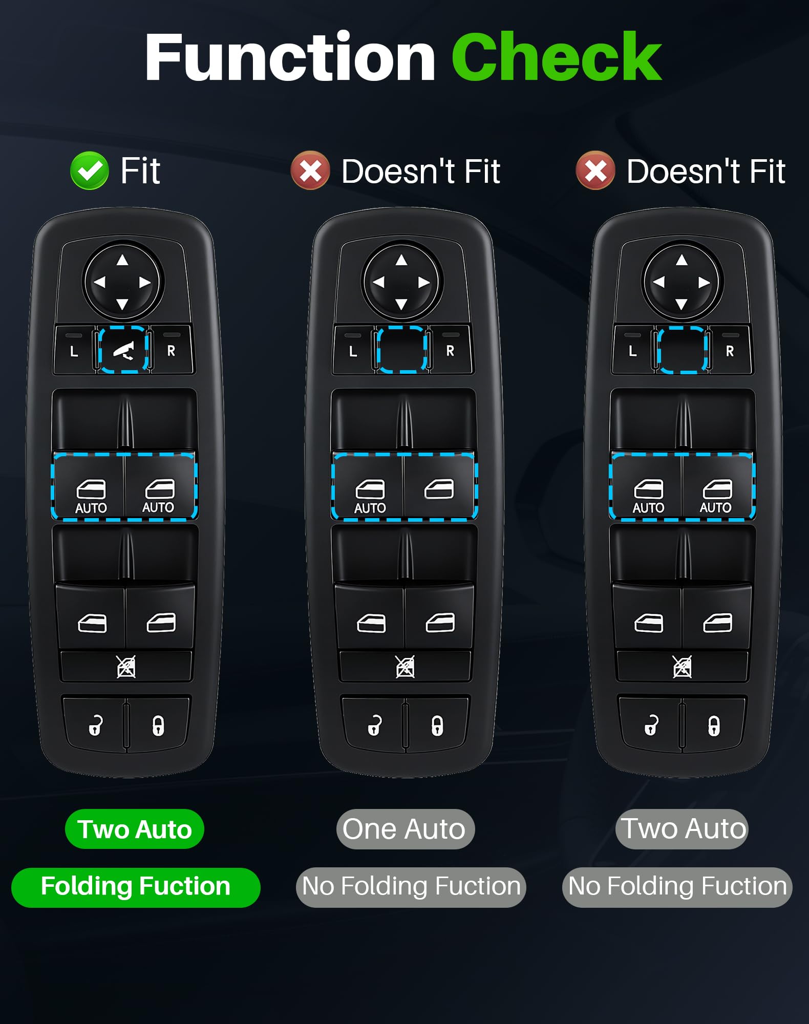 Dacall switch button layout detail highlighting responsive controls and AUTO buttons