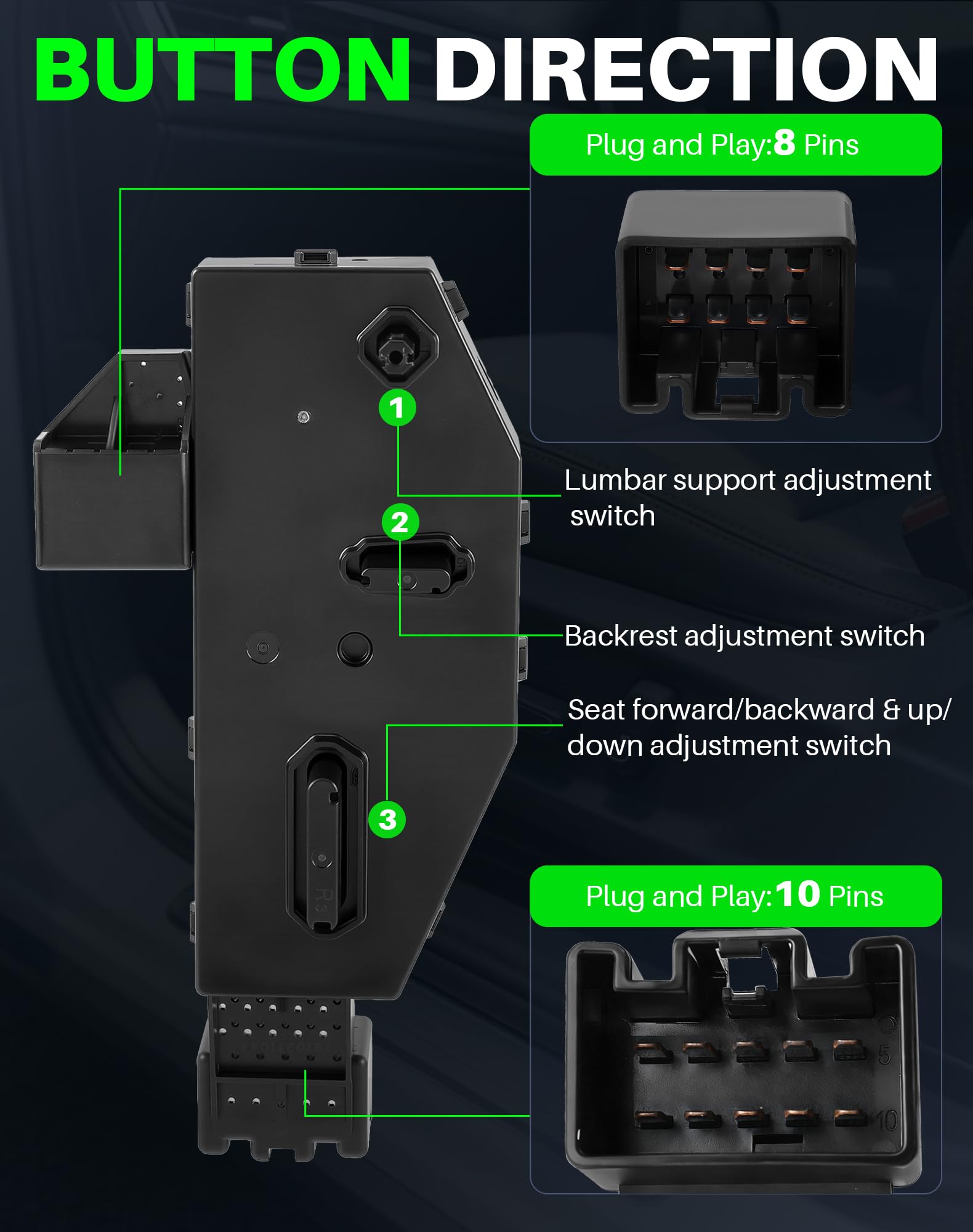 Dacall connector backside detail showing matching OEM plug for easy installation benefit
