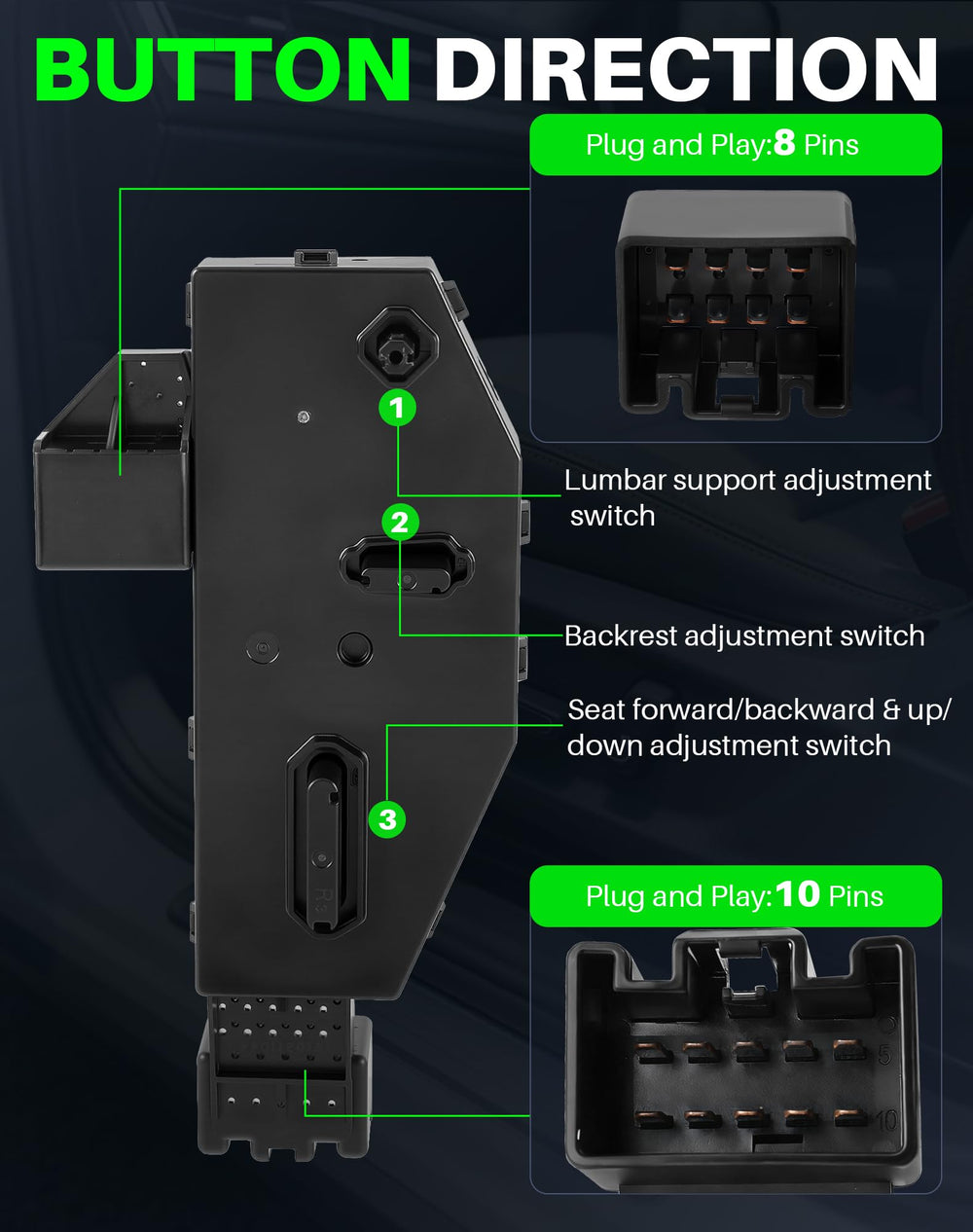 Dacall connector backside detail showing matching OEM plug for easy installation benefit
