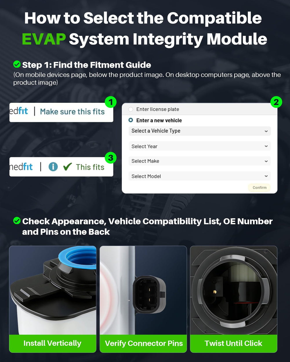 Dacall evap pump connected to instrument harness showing plug compatibility benefit