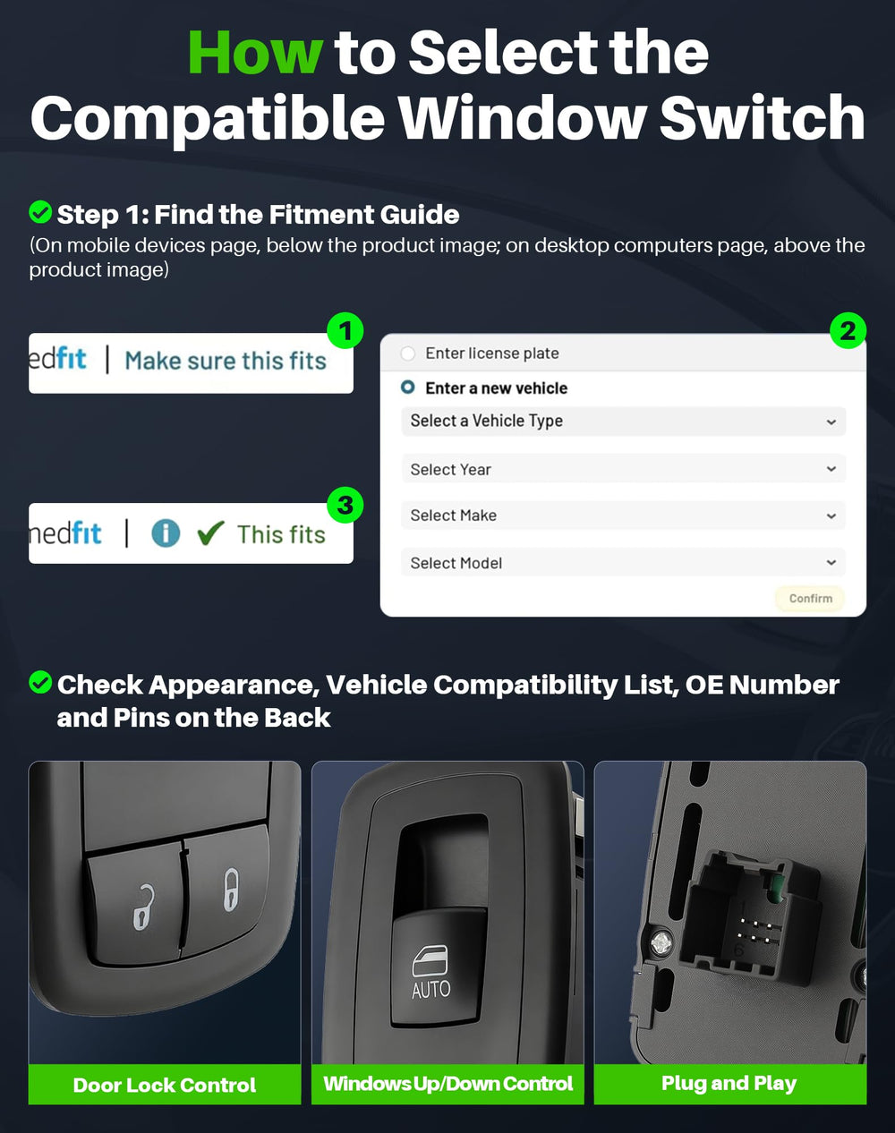 Dacall switch in car interior lifestyle shot showing restored window control