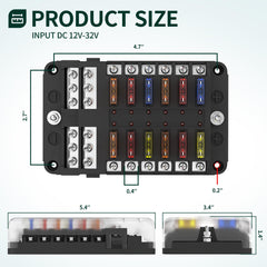 DaierTek close-up LED indicator lighting to quickly identify blown fuses