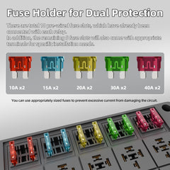 DAIERTEK detail of labeled fuses and relays enabling quick circuit identification