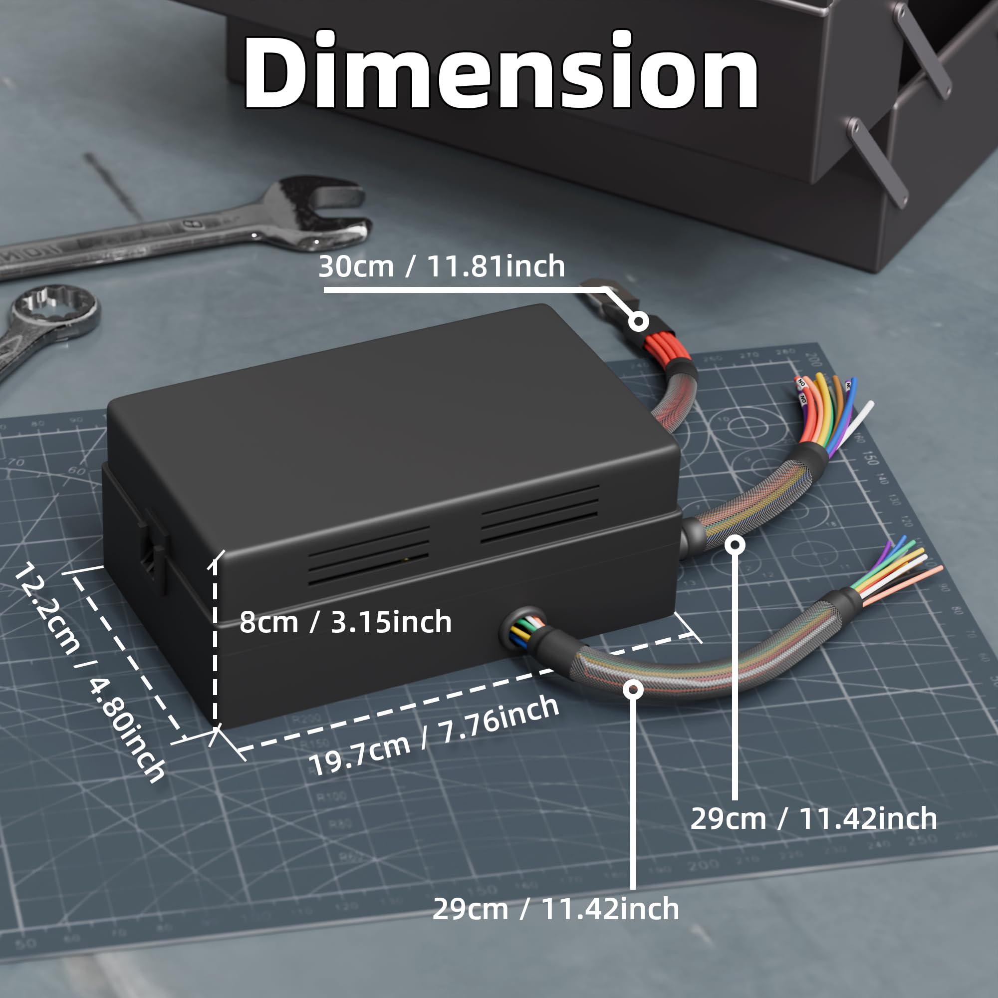 DAIERTEK top cover open revealing dustproof enclosure and easy-access fuse locations