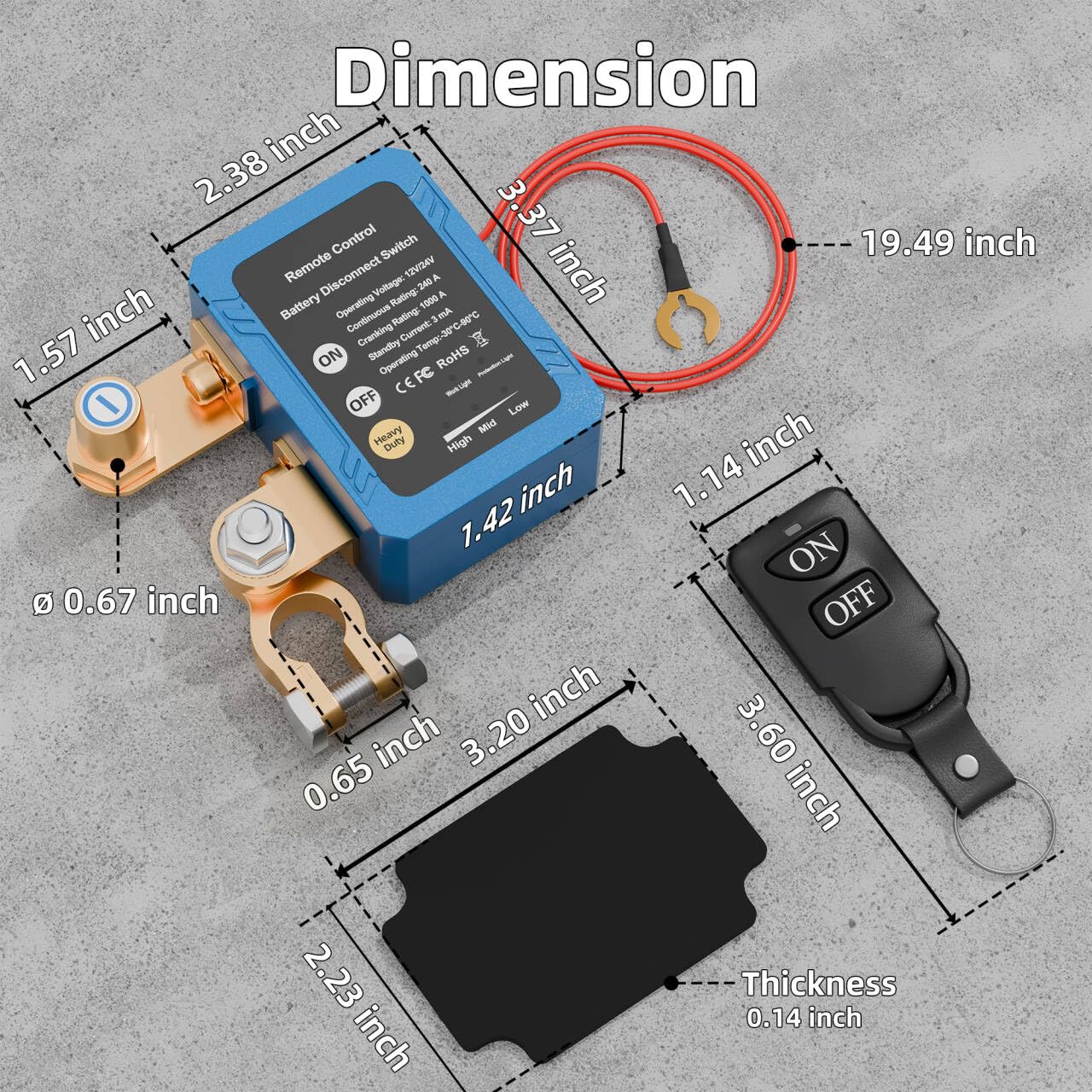DAIERTEK close-up of heavy-duty terminals and label for clear hookup guidance
