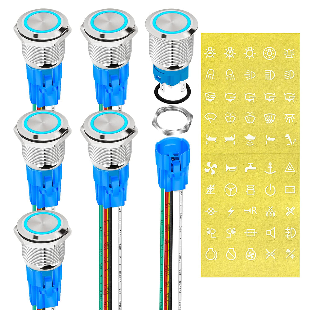 DAIERTEK front panel view showing metal button and blue LED ring for visibility