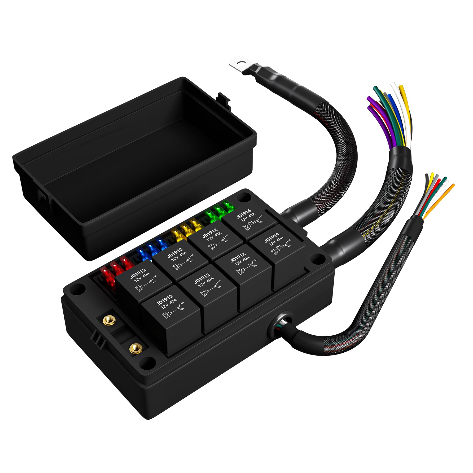 DaierTek front panel view showing organized fuse and relay layout for easy service