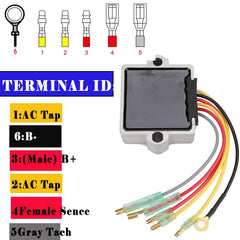 Danbojit regulator close-up wiring showing 6-wire terminals for accurate plug-in fit