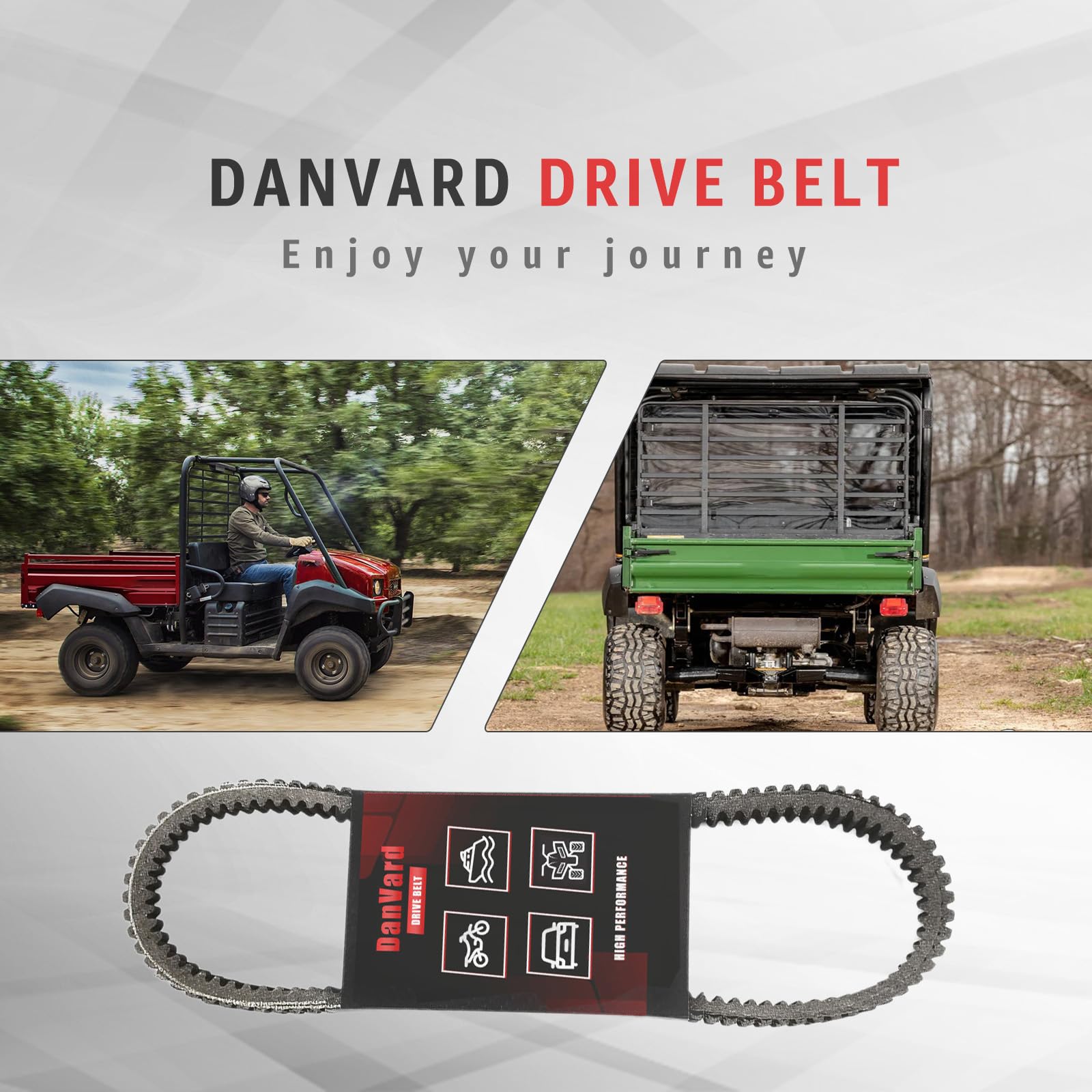 DanVard belt on utility vehicle in field illustrating dependable performance