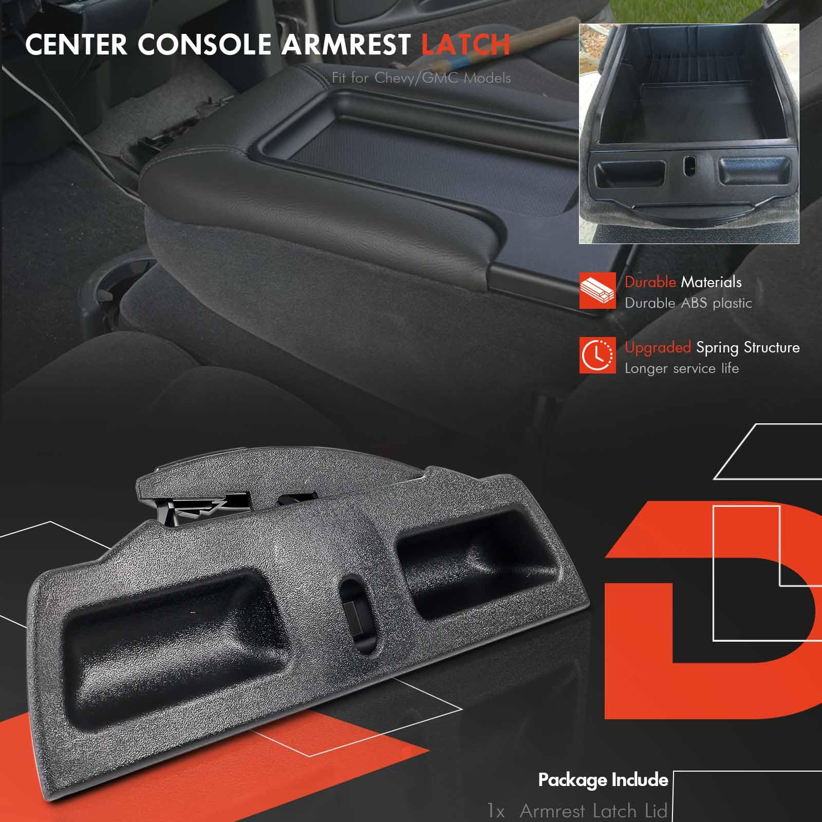 Daposhac visible inside open armrest demonstrating secure catch and organized storage