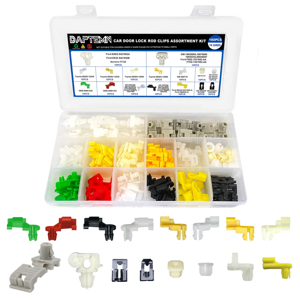 Daptemn front packaging showing 160 piece clip kit and contents benefit quick selection