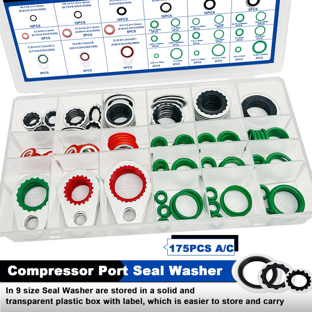 Daptemn assortment laid out by size to quickly identify correct washer or O-ring