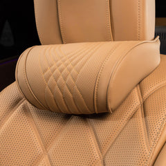 Dapucarin front view of palomino brown pillow showing refined finish and comfort