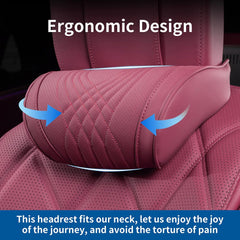 Dapucarin pillow attached to car seat side view showing easy installation benefit