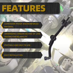 Dasbecan hose connection detail showing secure seals and routing benefit