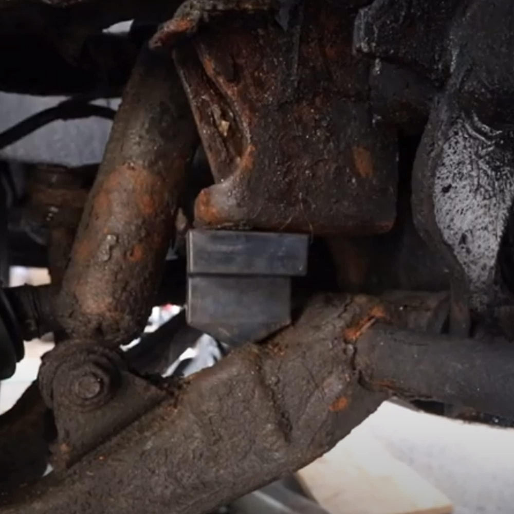 Dasbecan bumper installed on control arm demonstrating direct-fit and reduced vibration