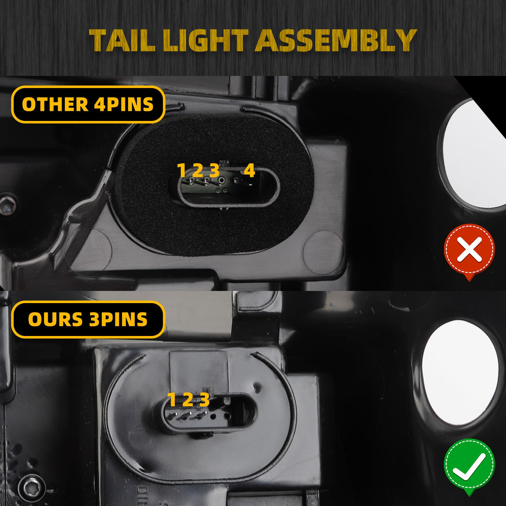 Dasbecan right tail light rear connector with 3-pin plug for easy installation benefit