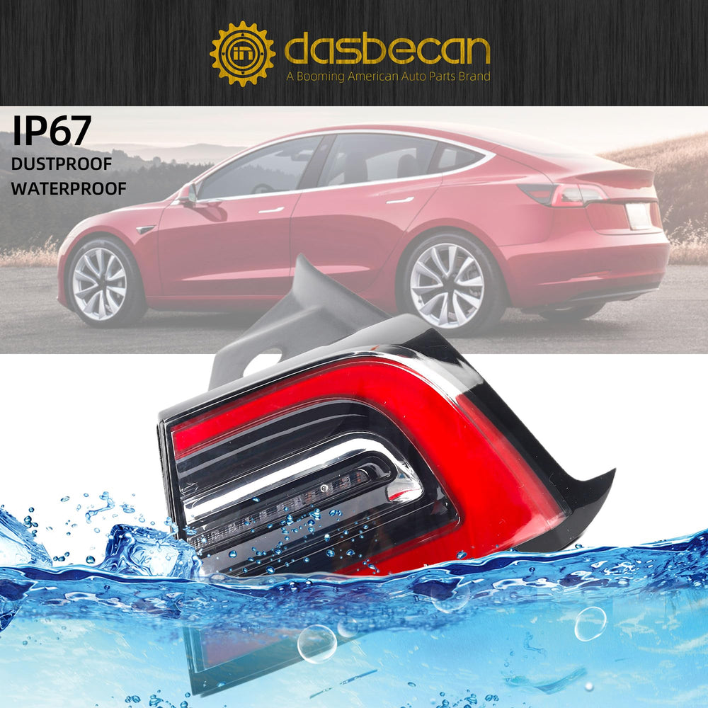 Dasbecan tail light illuminated at night showing bright LED visibility benefit