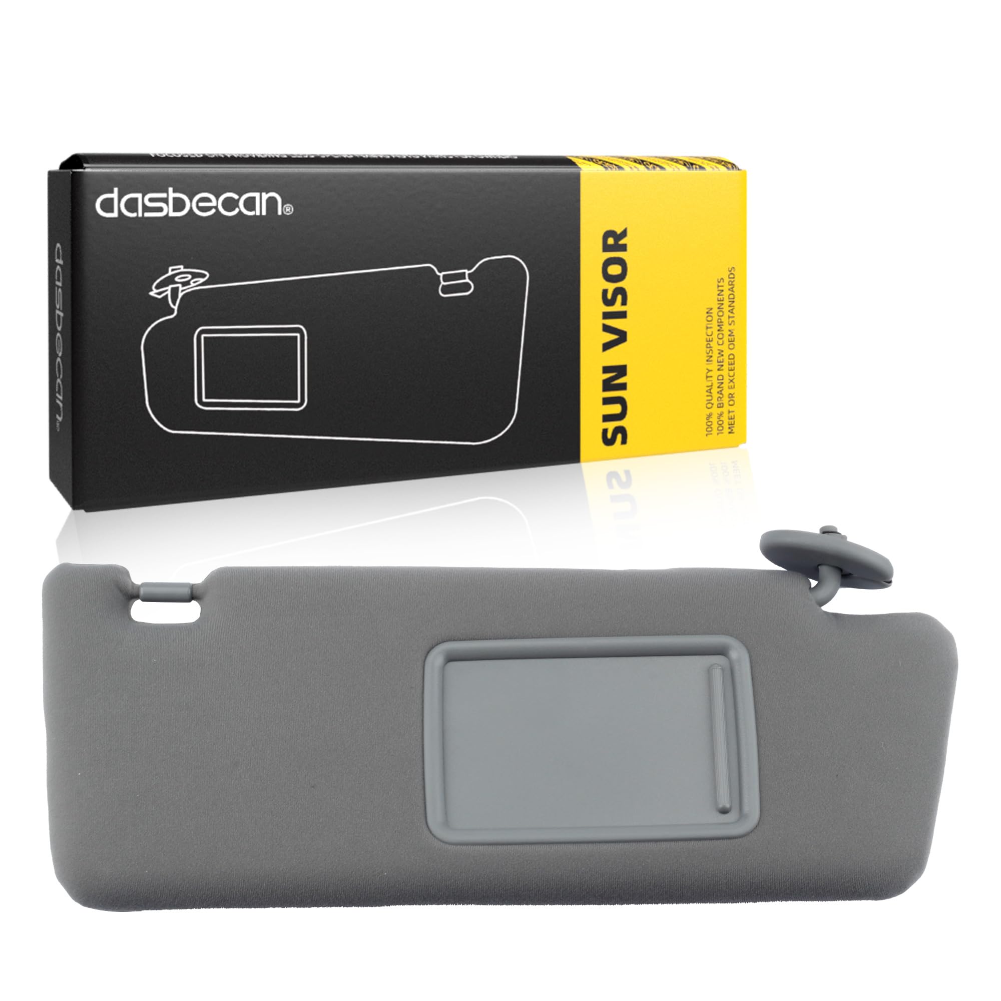 Dasbecan passenger sun visor front view showing clean OEM look and fit