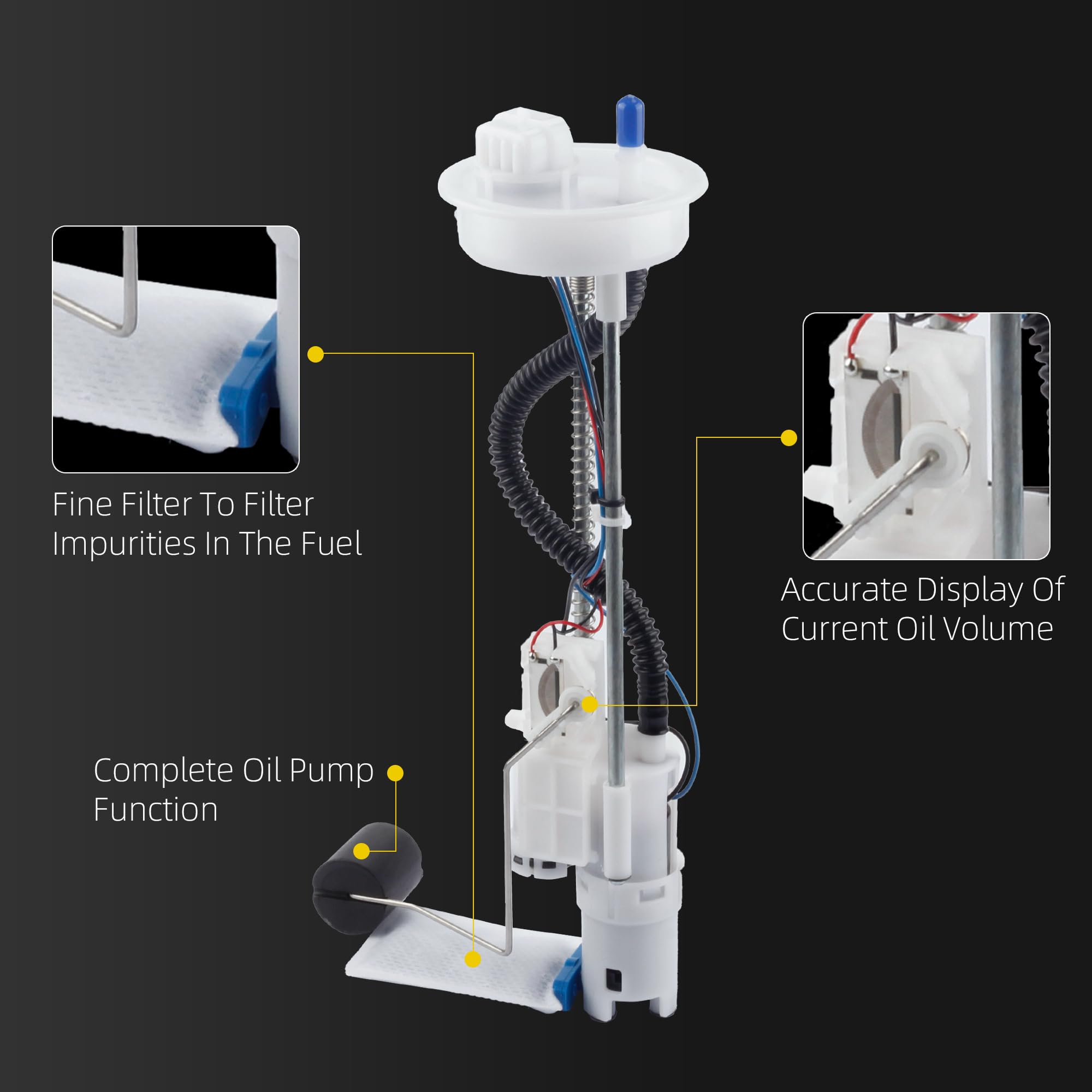 Dasbecan top-mounted level sender detail for accurate fuel-level readings