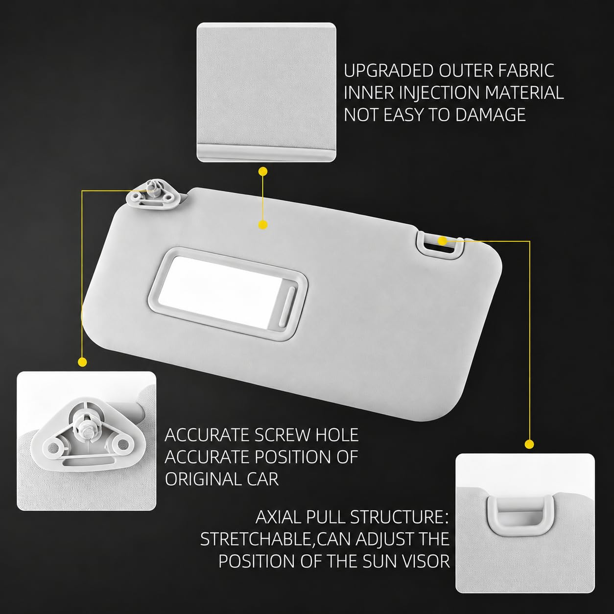 Dasbecan visor close-up texture matching factory interior and durability