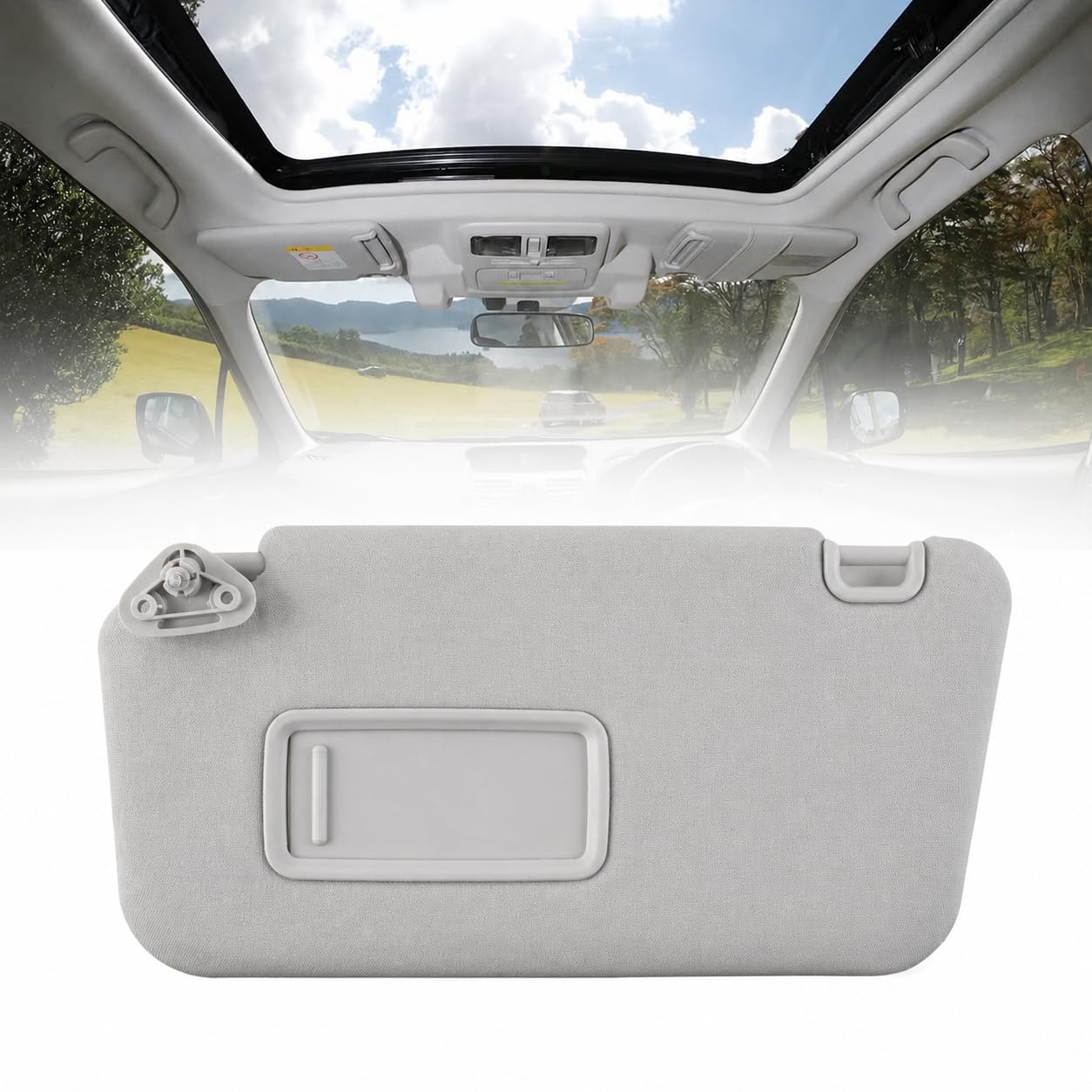Dasbecan visor front view showing fit and grey finish for precise match