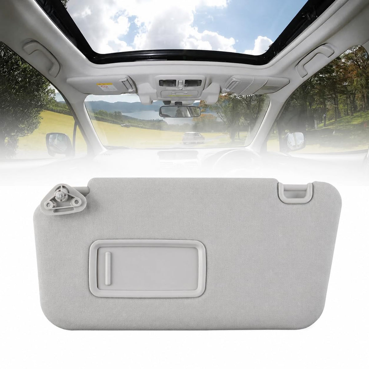 Dasbecan visor front view showing fit and grey finish for precise match