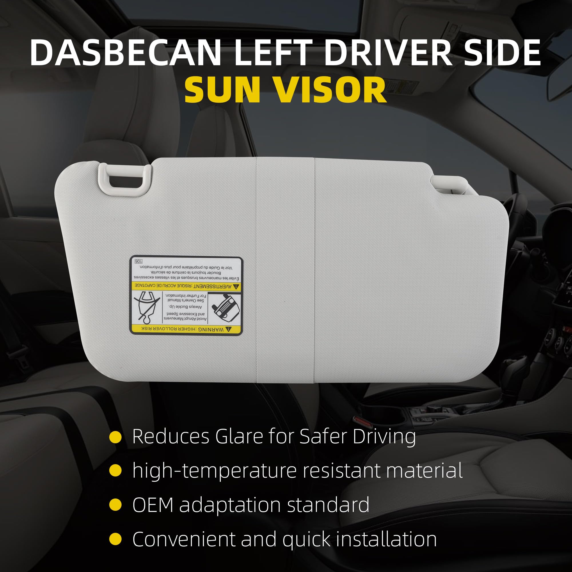 Dasbecan visor vanity mirror area showing compatibility and easy transfer