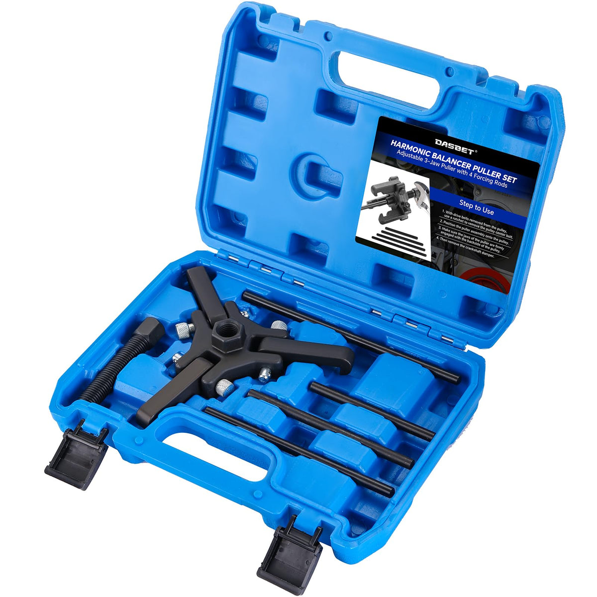 DASBET 3-jaw puller front view showing design and robust construction for reliable removal