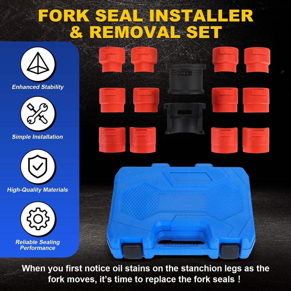 DASBET six adapters lined up by size showing quick selection for common fork diameters
