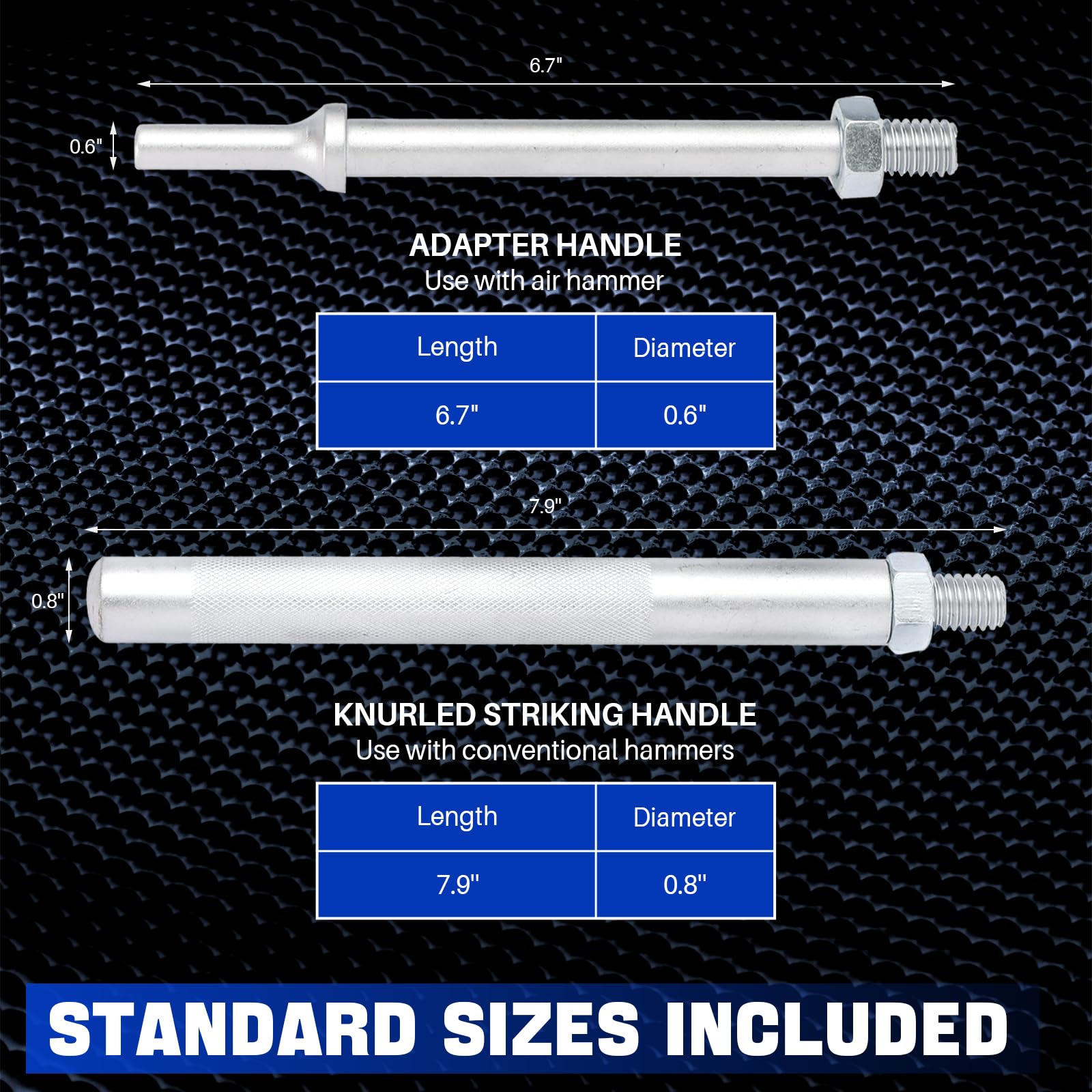 DASBET air-hammer adapter connection demonstrating quick attachment and extended reach
