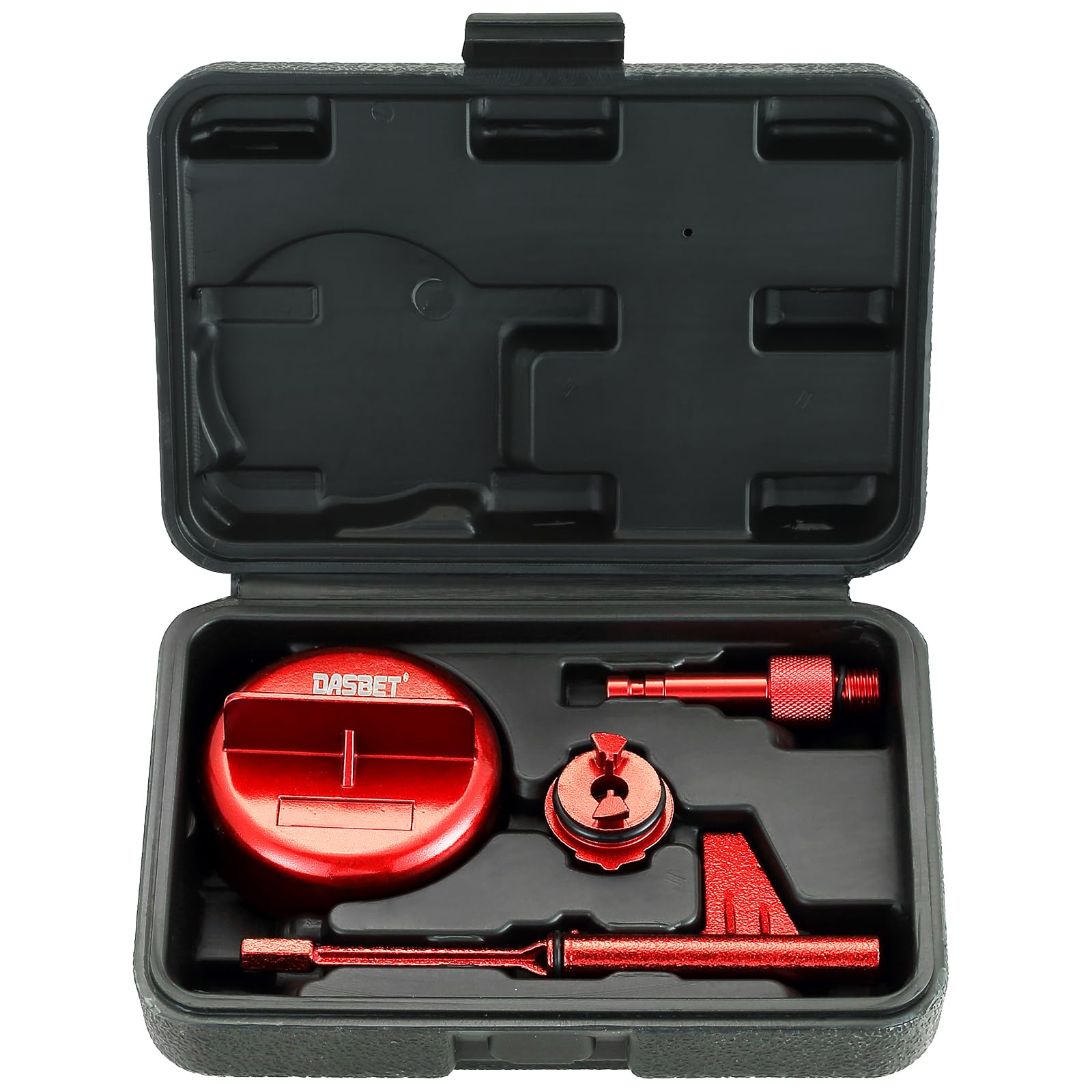 DASBET front view of complete adapter kit showing all parts and case, durable organization