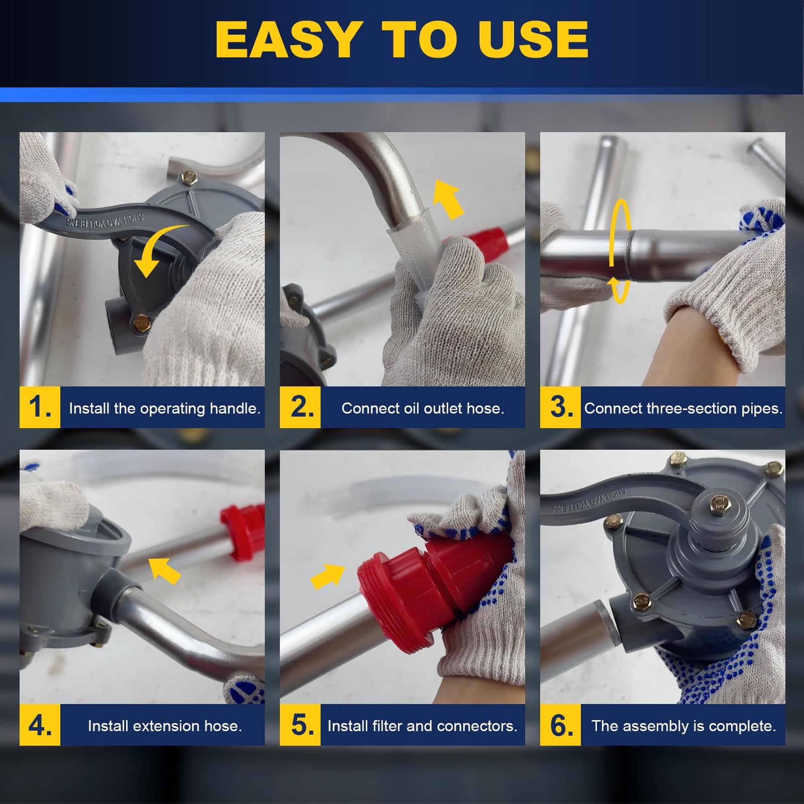 DASBET pump installed on 55 gallon drum transferring oil without electricity for convenience