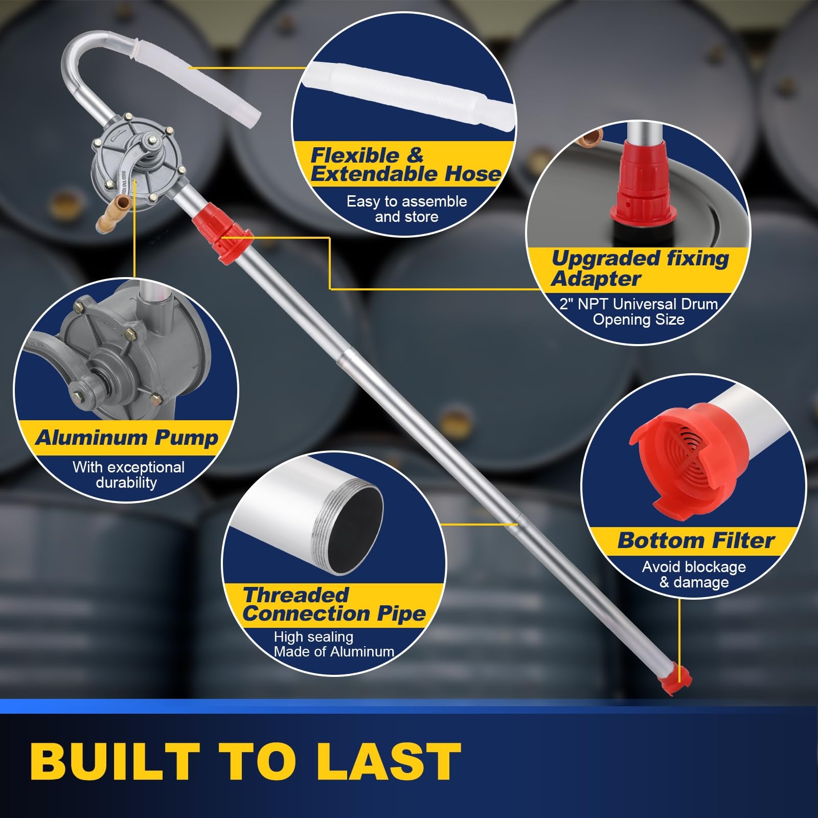 DASBET red-threaded connection detail ensuring secure, leak-resistant drum attachment