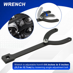 DASBET pin spanner engaging a camshaft pulley demonstrating secure engagement