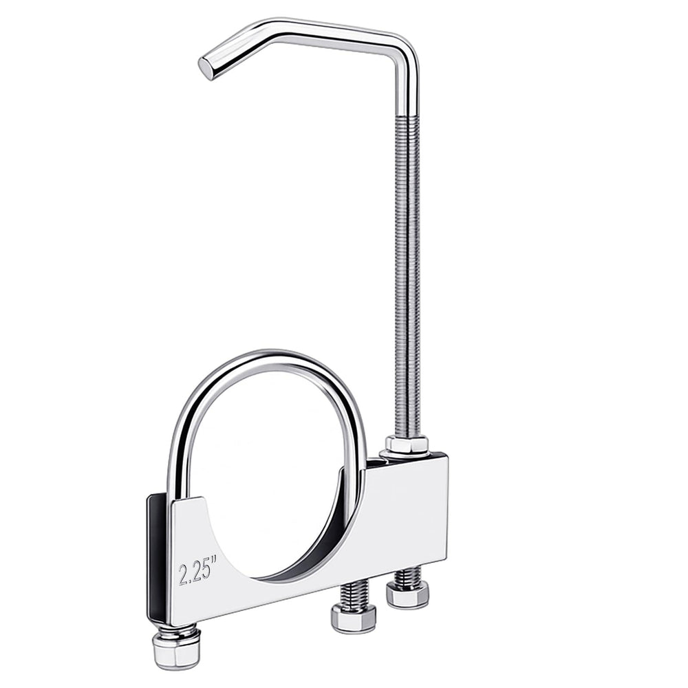 Datanly front packaging showing two exhaust clamps and hangers for quick fit