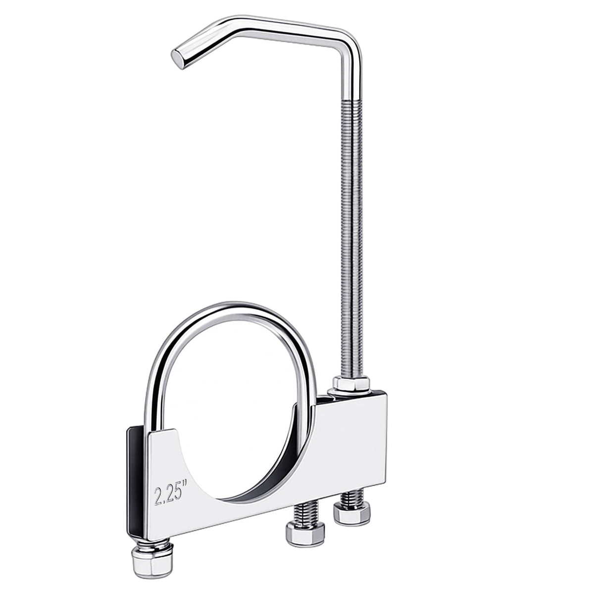 Datanly front packaging showing two exhaust clamps and hangers for quick fit