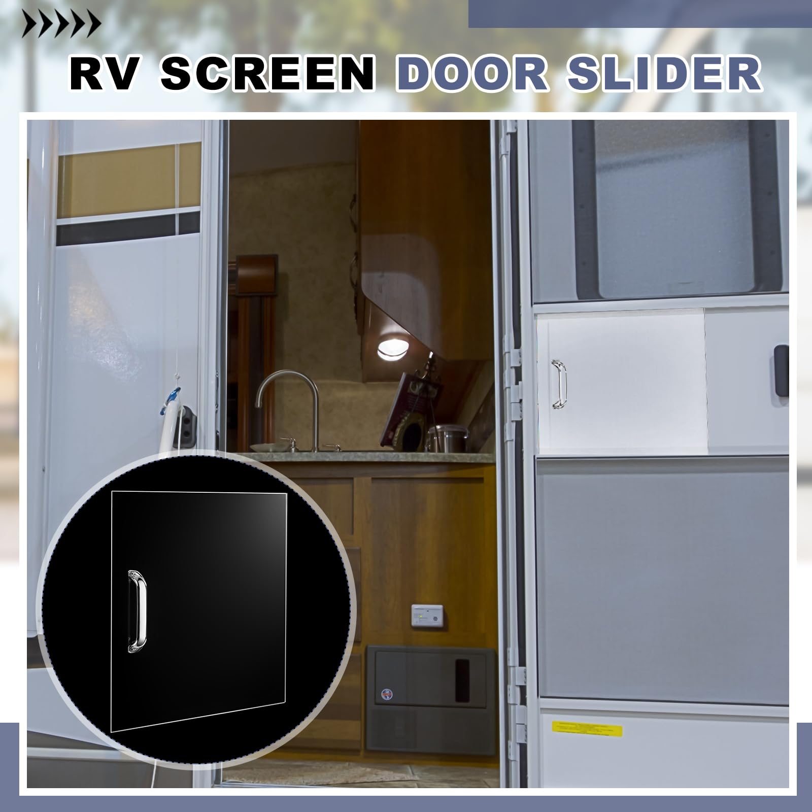 Datanly panel in open door allowing view while blocking pests