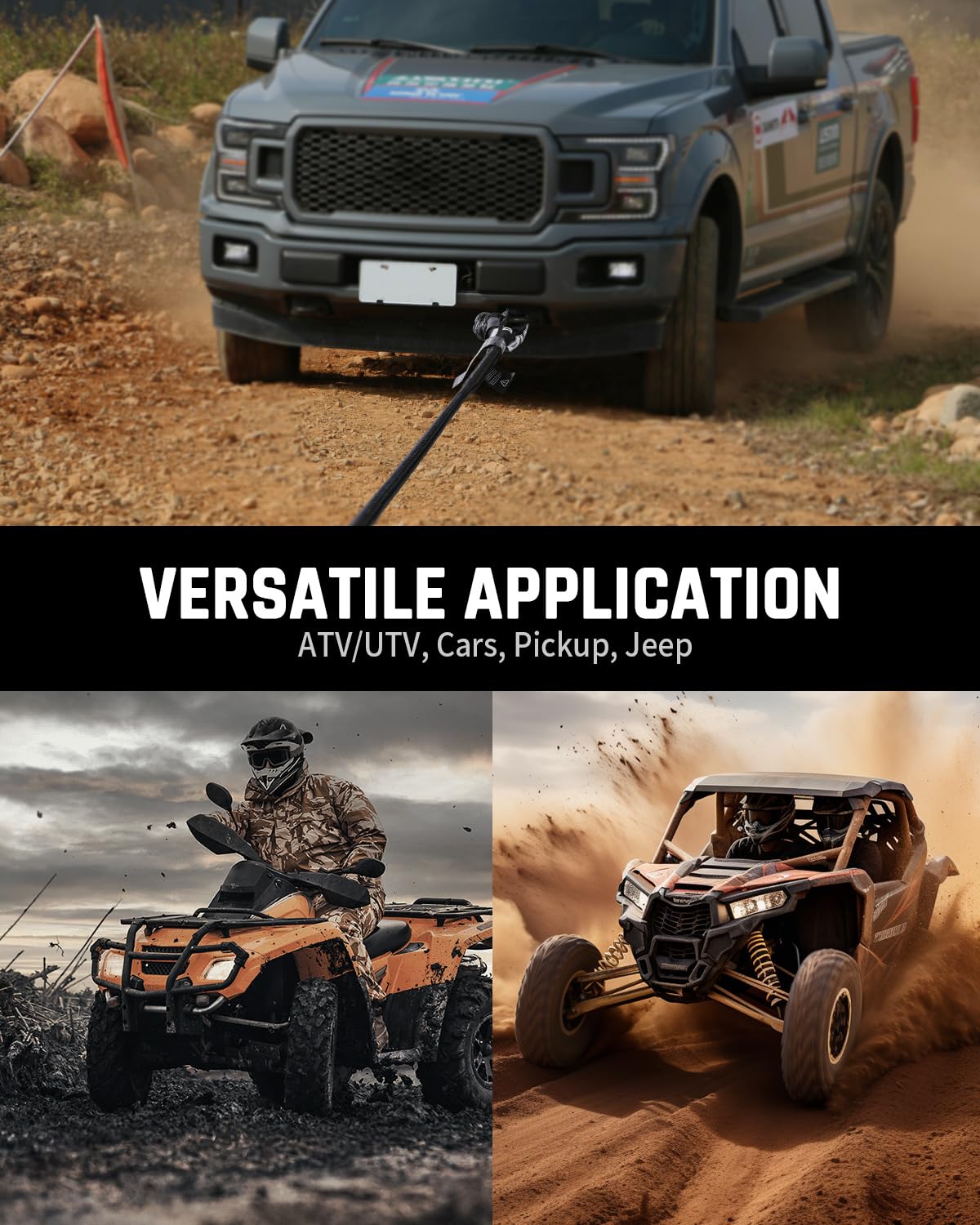 DAYDOOR rope staged on an off-road trail with vehicle to illustrate field use